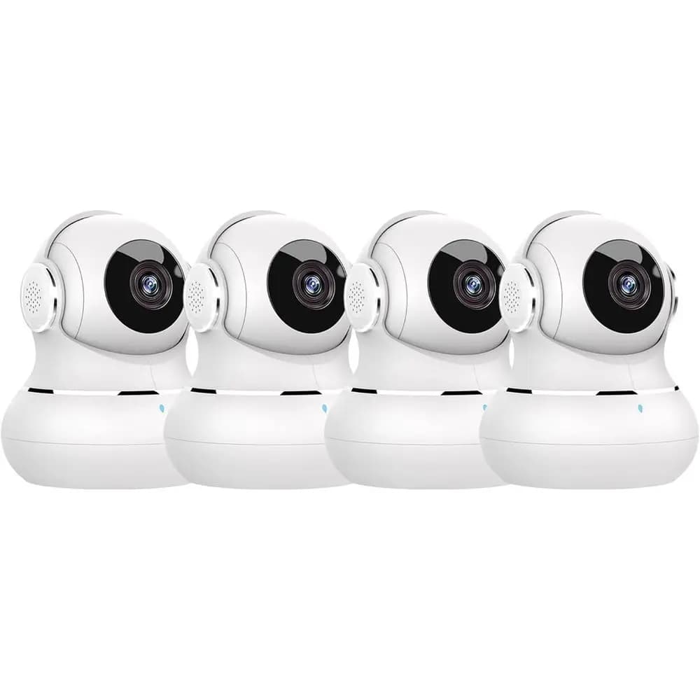 Sistema di Sicurezza Interno a 4 Telecamere: 360° ° Telecamera per Bambini e Animali Domestici con Vista Panoramica, Visione Notturna 2K, Avvisi di Movimento e Audio Bidirezionale