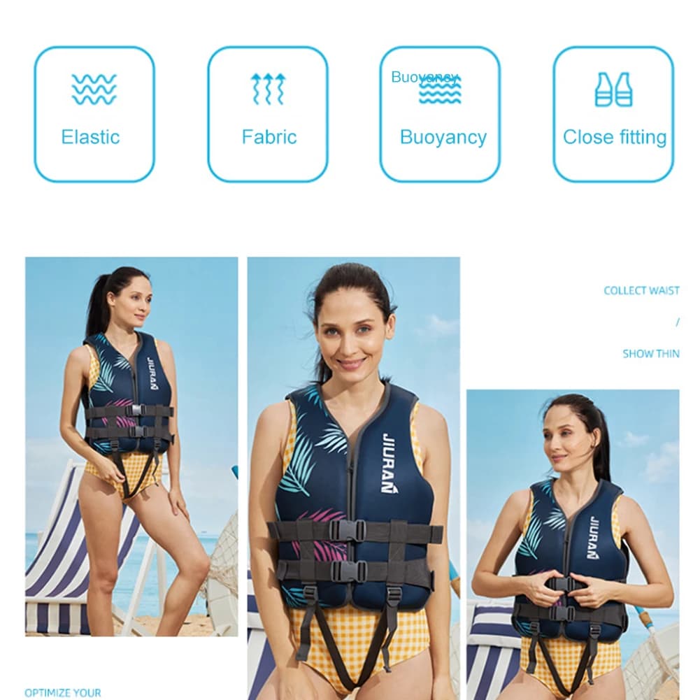 Neoprene Drifting Safety Vest Adjustable Adult Children Buoyancy Survival Suit Nylon Webbing Breathable for Swimming Sea Fishing