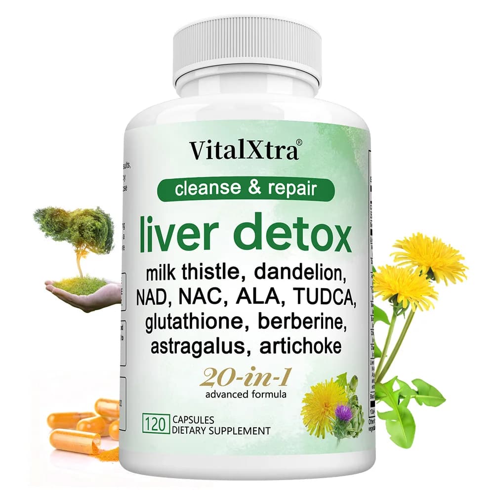 Capsule per la Disintossicazione e la Riparazione del Fegato con Cardo Mariano, Tarassaco e Curcuma, Supporto per la Pulizia del Fegato, Nutriente, Antiossidante e per la Digestione