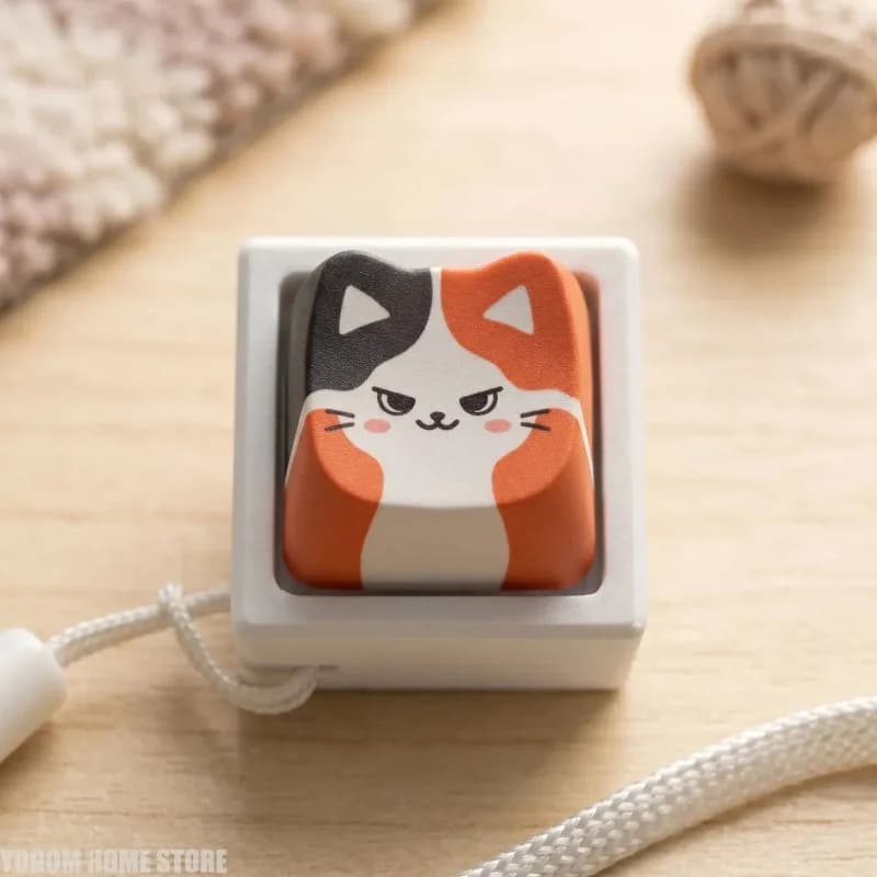 Cartoon Cat Keycap Press Toy Keychain 1-4 Keys Mechanical Keyboard Accessory Backpack Pendant Stress Relief Gift for Gamers