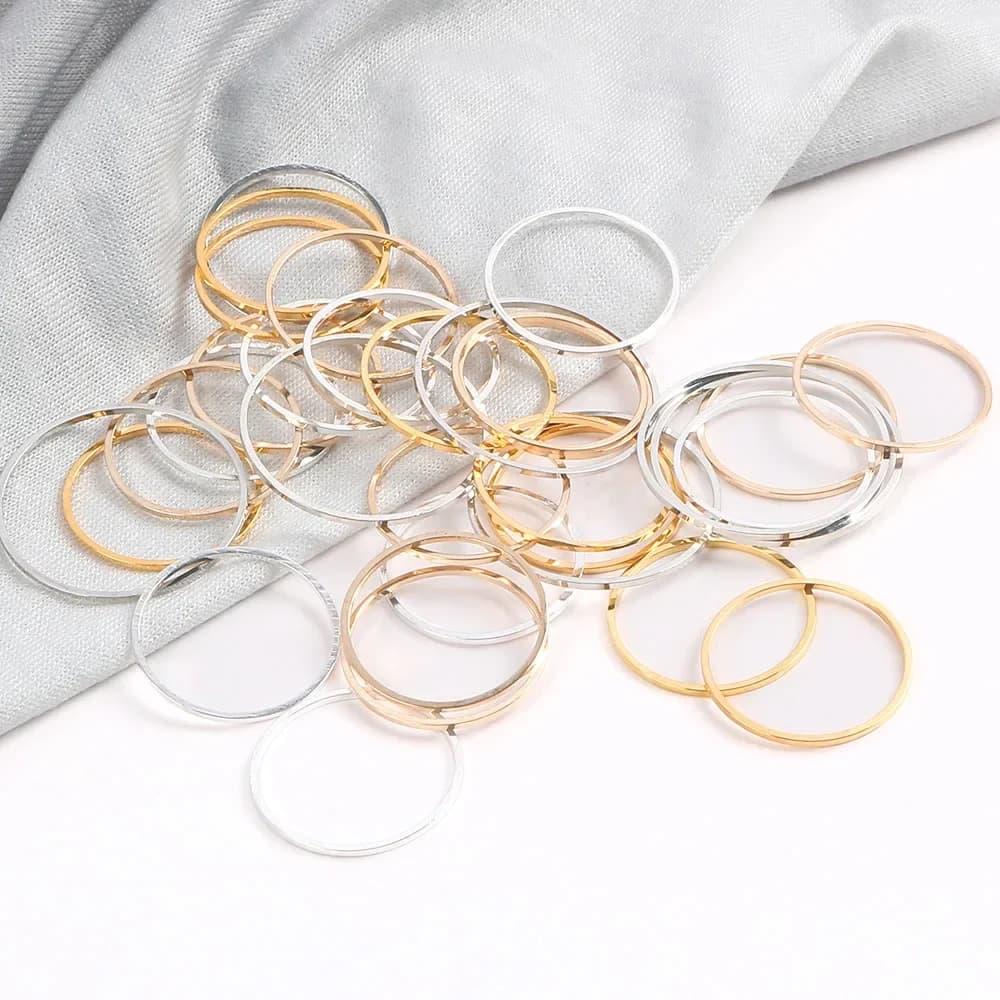 30-50 pezzi diametro rotondo 10-40mm cerchi orecchini fili connettori anelli chiusi per ciondolo fai da te creazione di gioielli accessori