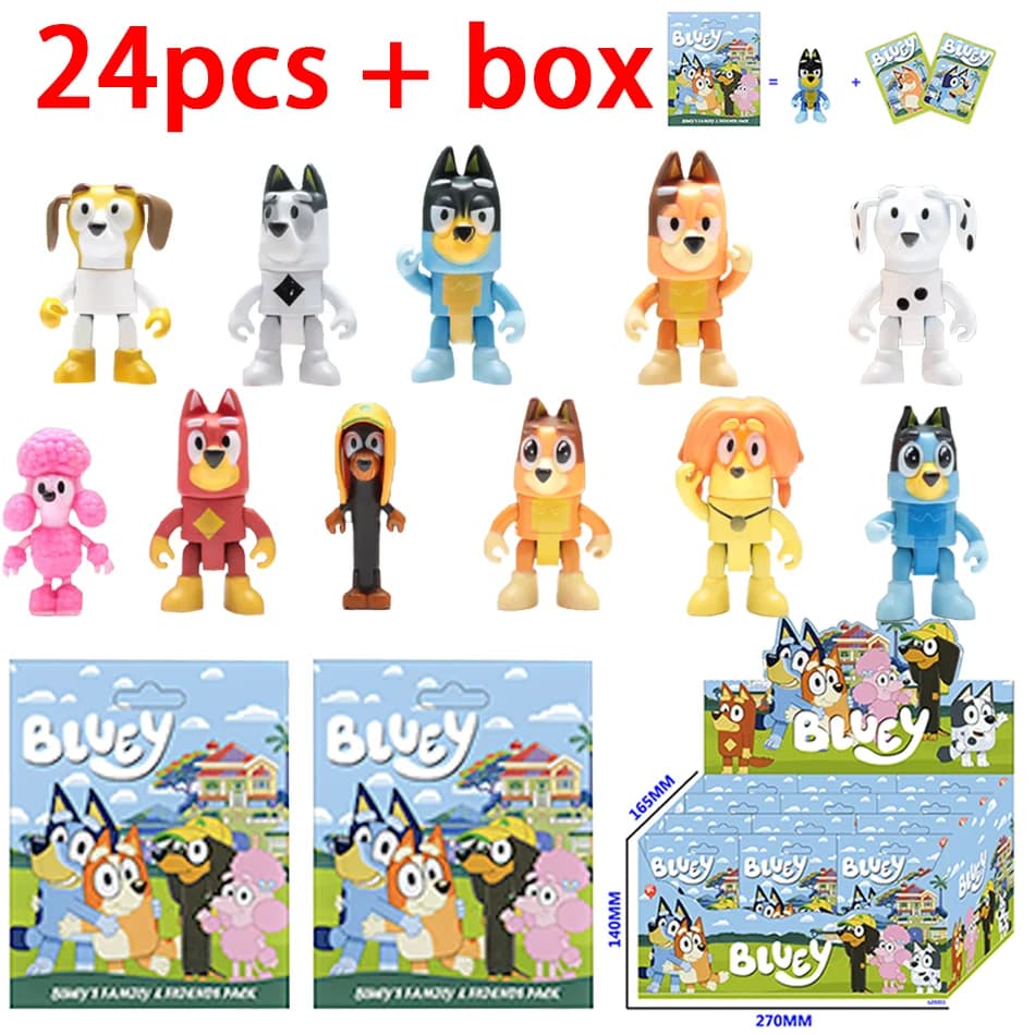 1-24 pz. Bluey Blind Box - Personaggi Anime con Articolazioni Mobili: Cane Carino, Bandit, Chilli, Bingo, Pluto - Modellini, Bambole, Ornamenti, Giocattoli, Regali