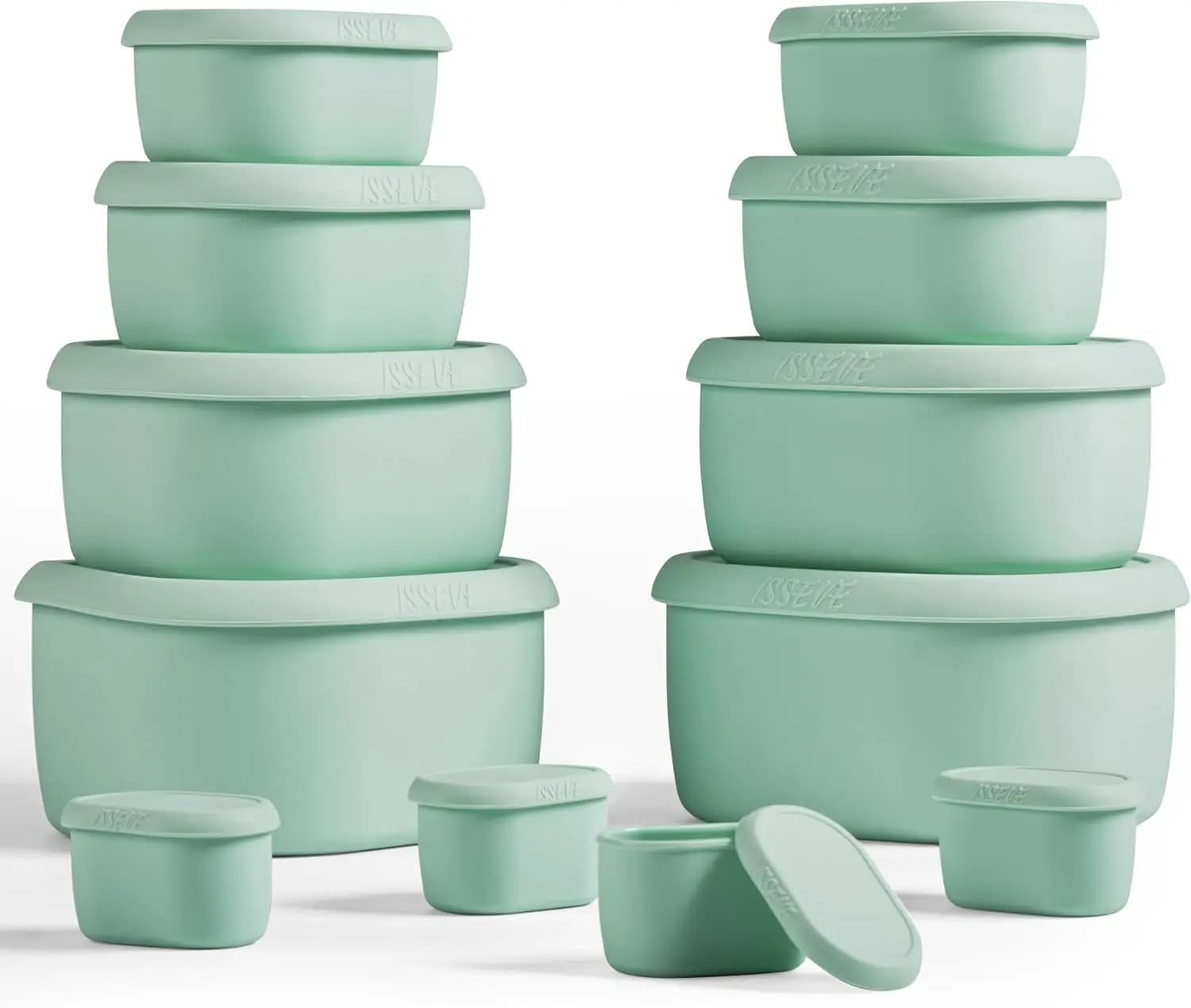 Set di 12 Contenitori per Alimenti in Silicone Impilabili con Coperchi, Senza BPA, Ermetici, Riutilizzabili, Lavabili in Lavastoviglie