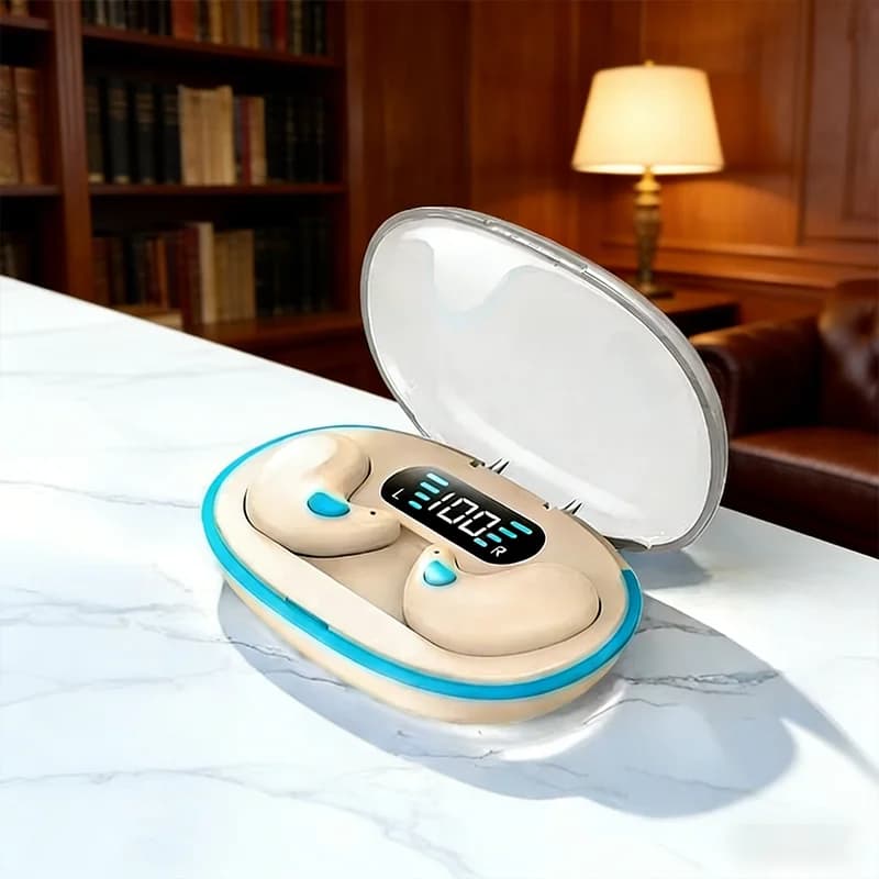 Auricolari Wireless X55 per Dormire, Mini Cuffie Bluetooth TWS per Lavoro, Auricolari Stereo Nascosti con Microfono per Chiamate HD e Sport