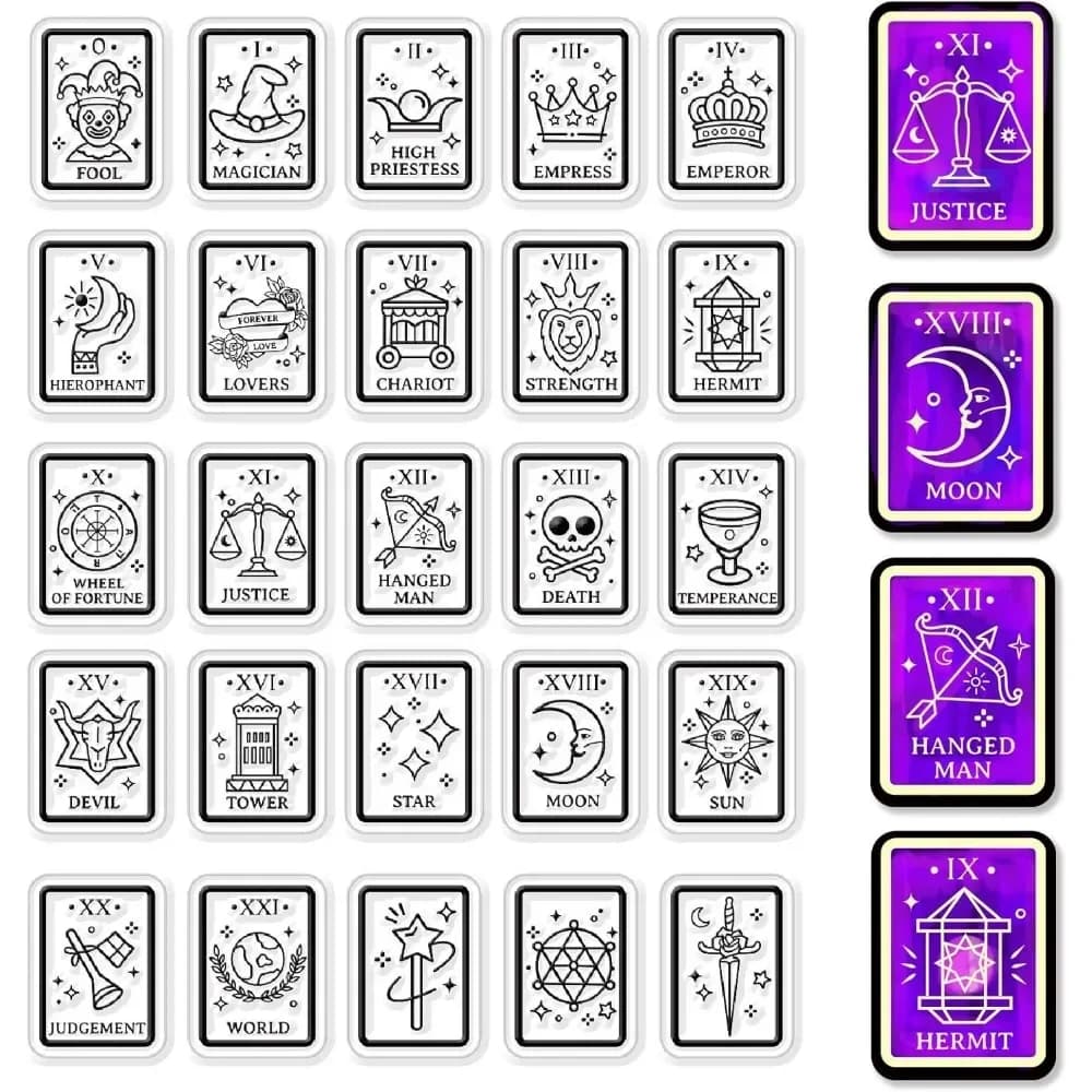 Carte dei tarocchi Timbri trasparenti in silicone per scrapbooking Journaling Creazione Mystic Moon Mistero Parole di auguri Fai da te Fantasy Magic