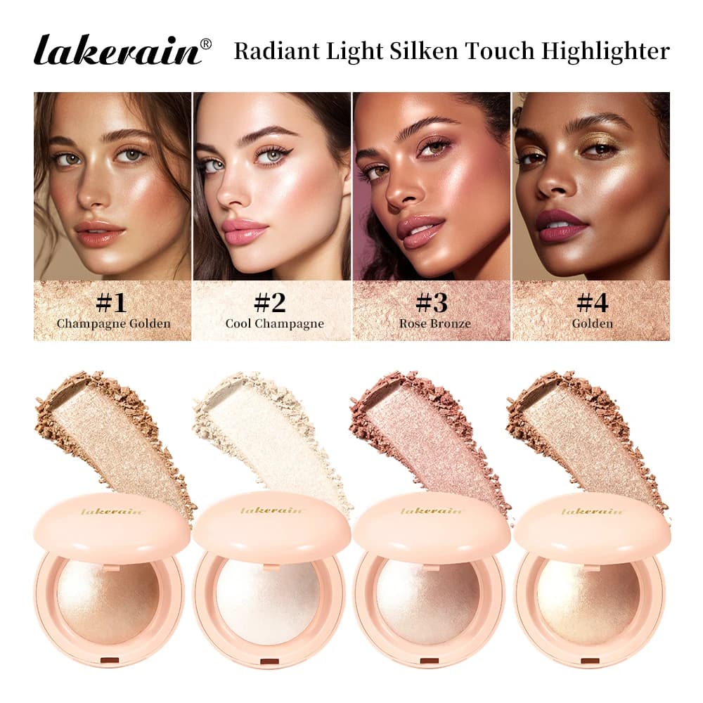 Evidenziatore Silken Touch in polvere Evidenziatore impermeabile a lunga durata in polvere Glow Baked Shimmer Illuminator Contouring Glitter