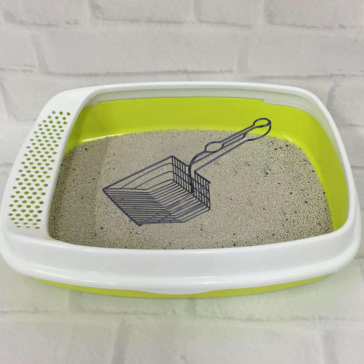 Paletta per Lettiera Gatti in Metallo con Manico Lungo, Placcatura Nera, Design Ergonomico Resistente, Ampia Superficie, Paletta per Toilette Gatti
