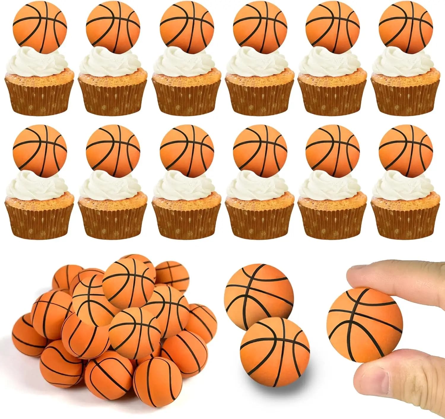 20 pz basket Cake Topper Mini basket Sport tema Cupcake Toppers per gli appassionati di basket festa di compleanno festa sportiva