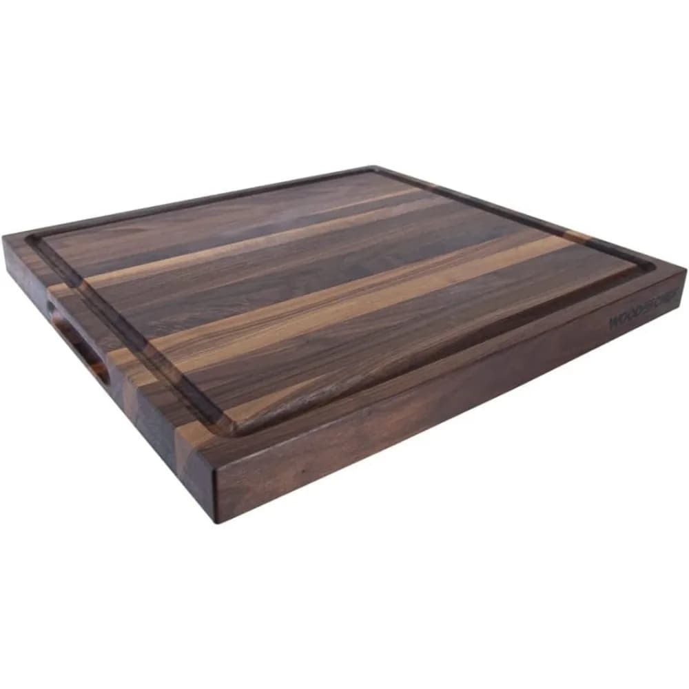 Large reversible cutter in American walnut with juice groove for meat and juicy foods