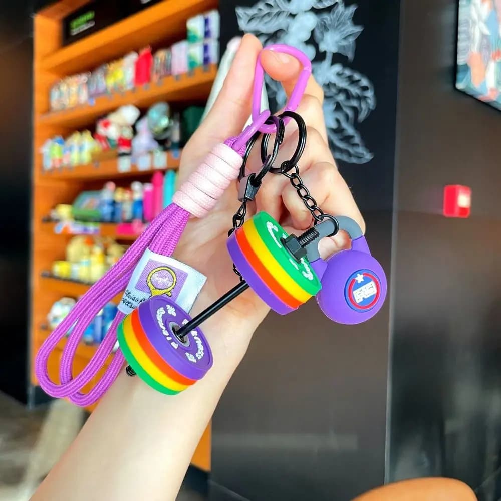 Detachable Barbell Plates Keychain Dopamine Water Cups Simulation Dumbbells Keyring Kettlebell Creative Fitness Series Pendant