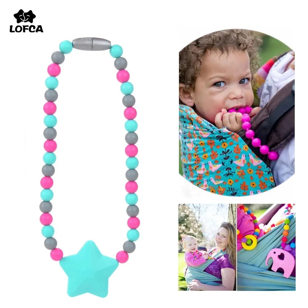 Massaggiagengive in silicone Stella Clip per ciuccio per bambini Dentizione di sicurezza Catena per marsupio Perline in silicone Giocattoli Non collana BPA gratuito