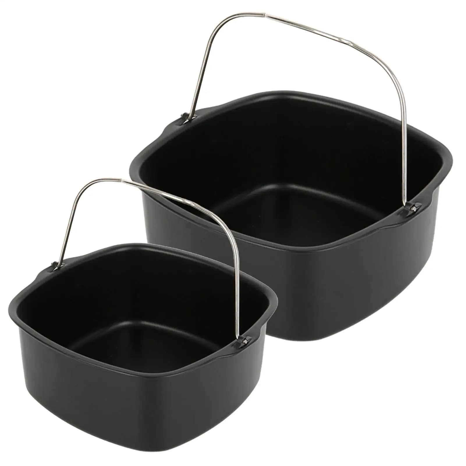 Square Cake Mold Heat Resistant for Air Fryer, Tray and Air Fryer Basket, Kitchen Accessories for Brownies and Desserts