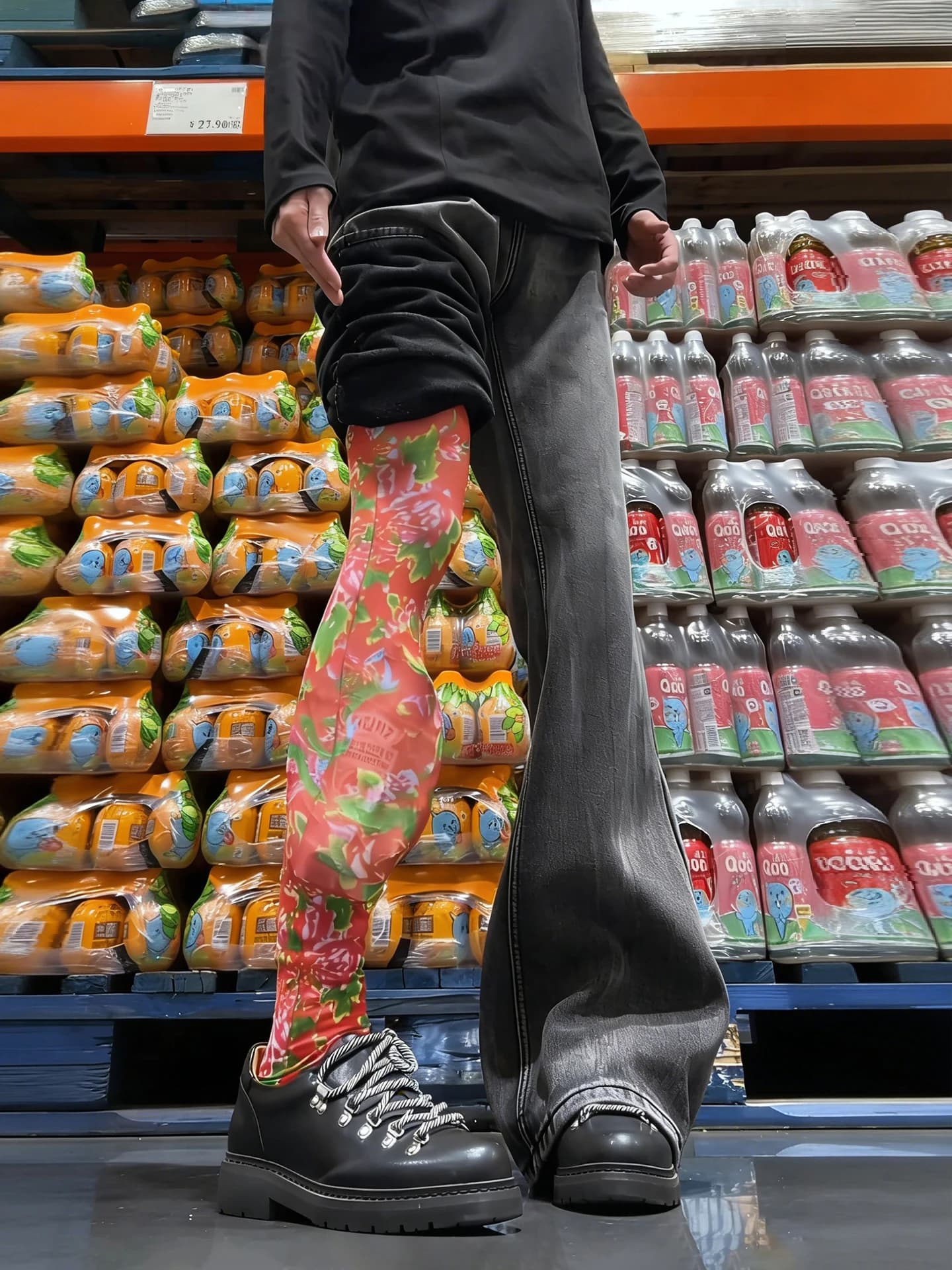 Jeans da uomo a vita bassa a gamba dritta, foderati in pile, lunghezza estesa, effetto snellente, stile americano, modello bootcut con motivo Lightning Bamboo