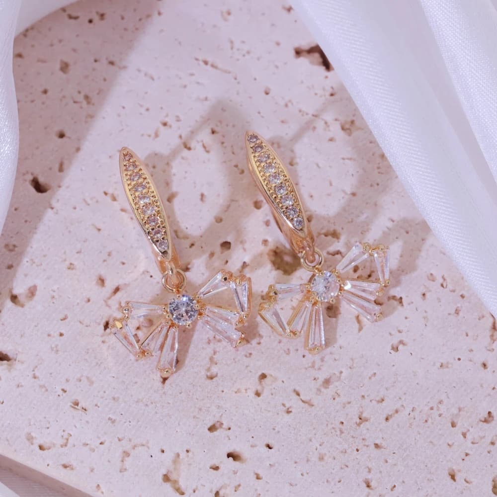 1 paio di semplici orecchini pendenti con papillon per donna, orecchini con zirconi, gioielli, accessori per feste di nozze