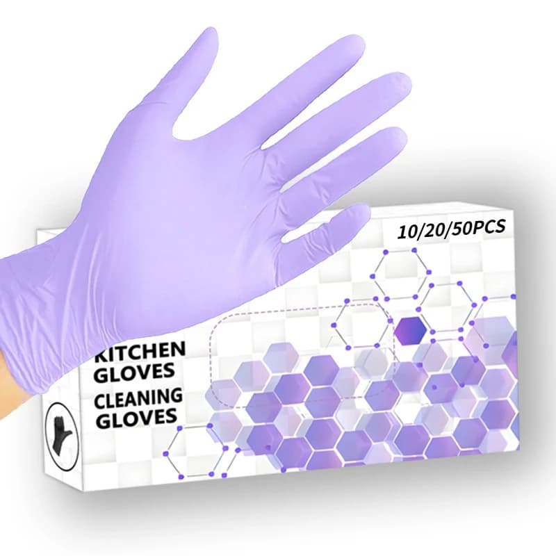 10/20/50PCS Guanti in nitrile viola chiaro Guanti in nitrile per pulizia usa e getta Cucina domestica Lavare i piatti Strumenti per parrucchieri