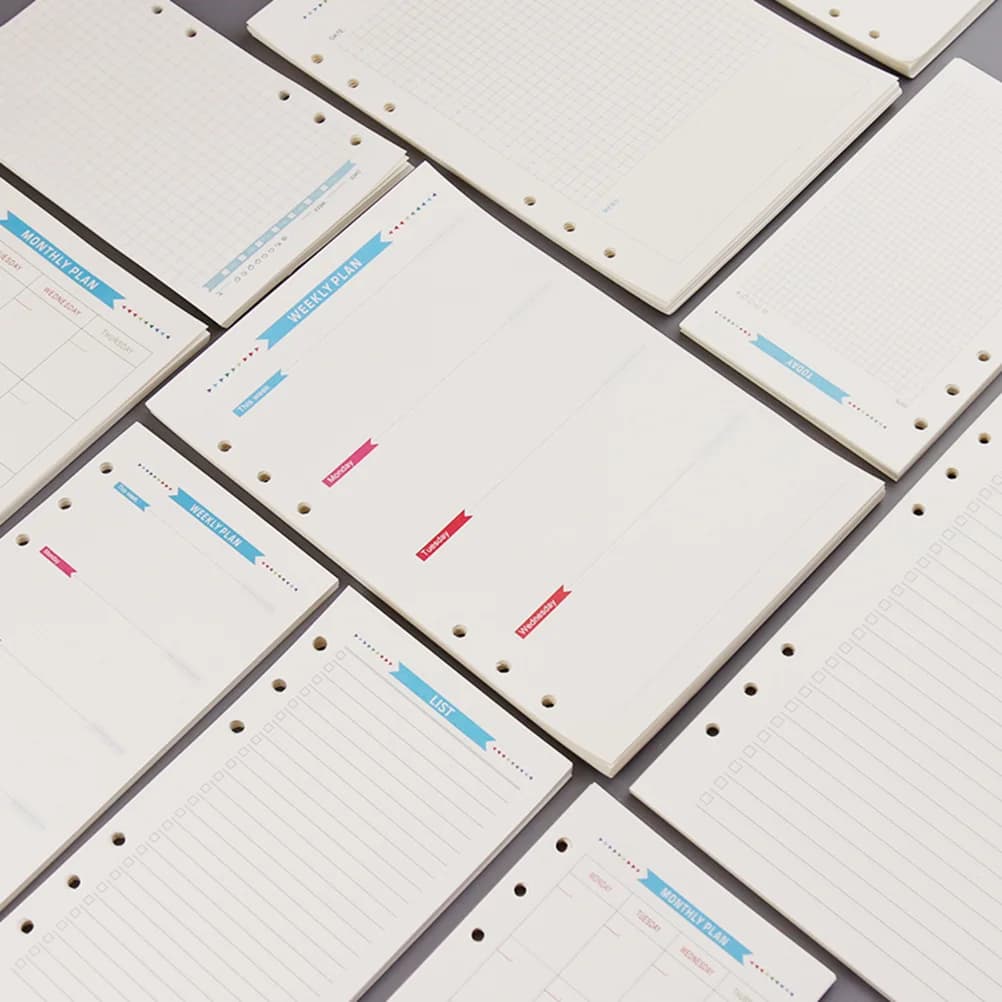 40 fogli formato A6 ricariche di carta a 6 fori inserto per blocco note a griglia per pianificatore diario organizzatore notebook ufficiale forniture di cancelleria