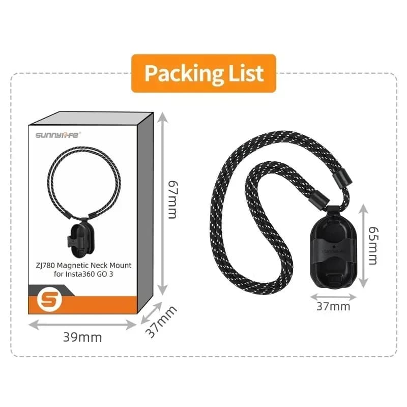 Supporto magnetico con cordino per Insta360 GO 3 Supporto per ciondolo con tracolla a sgancio rapido Accessori per action camera