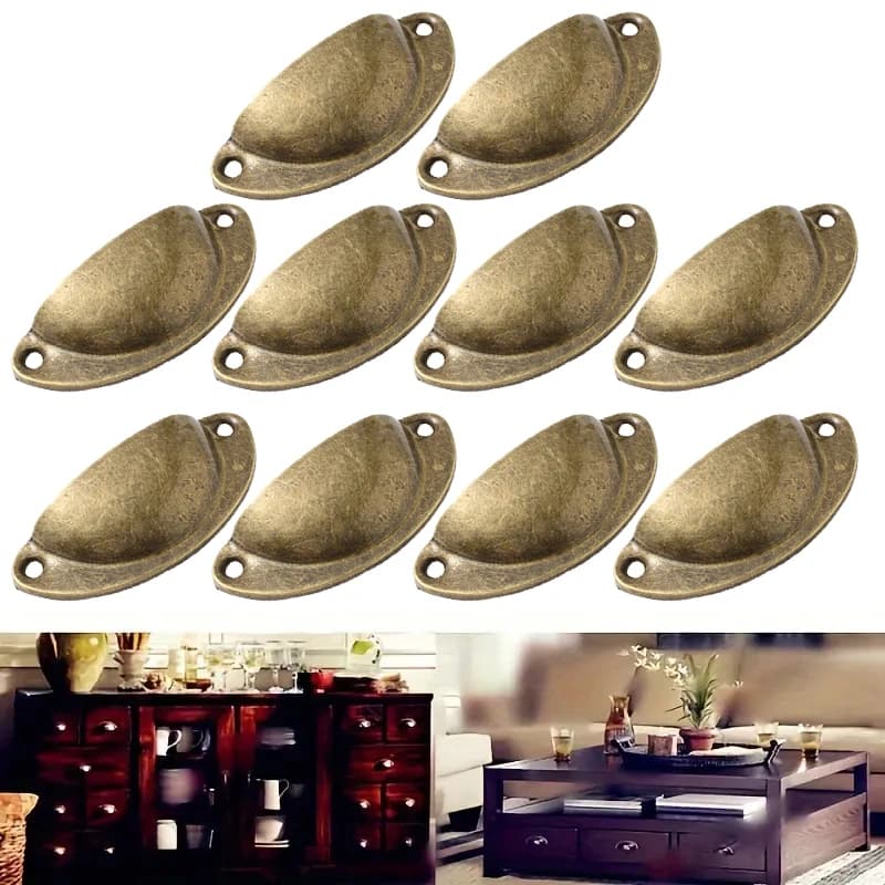 10 Pezzi Maniglie per Mobili, Pomelli per Cassetti, Maniglie di Ricambio Vintage a Conchiglia per Armadi, Guardaroba e Porte - Accessori per Mobili