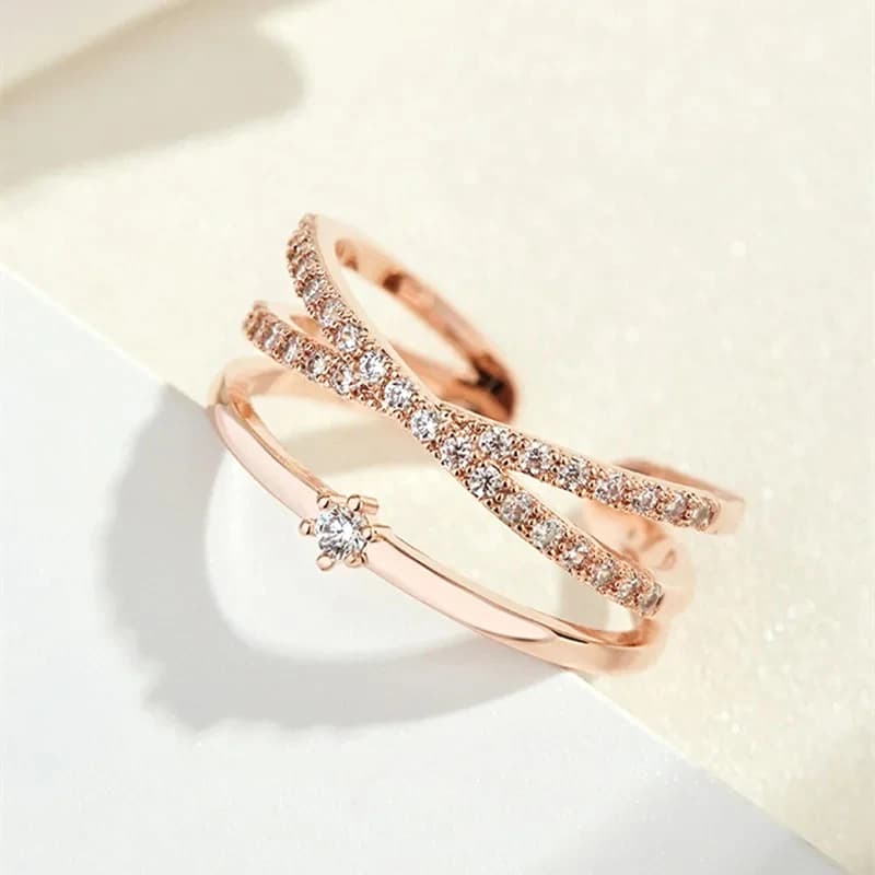 Anello Aperto a Doppio Strato Minimalista, Regolabile e Impilabile, Gioiello Trendy da Donna, Idea Regalo