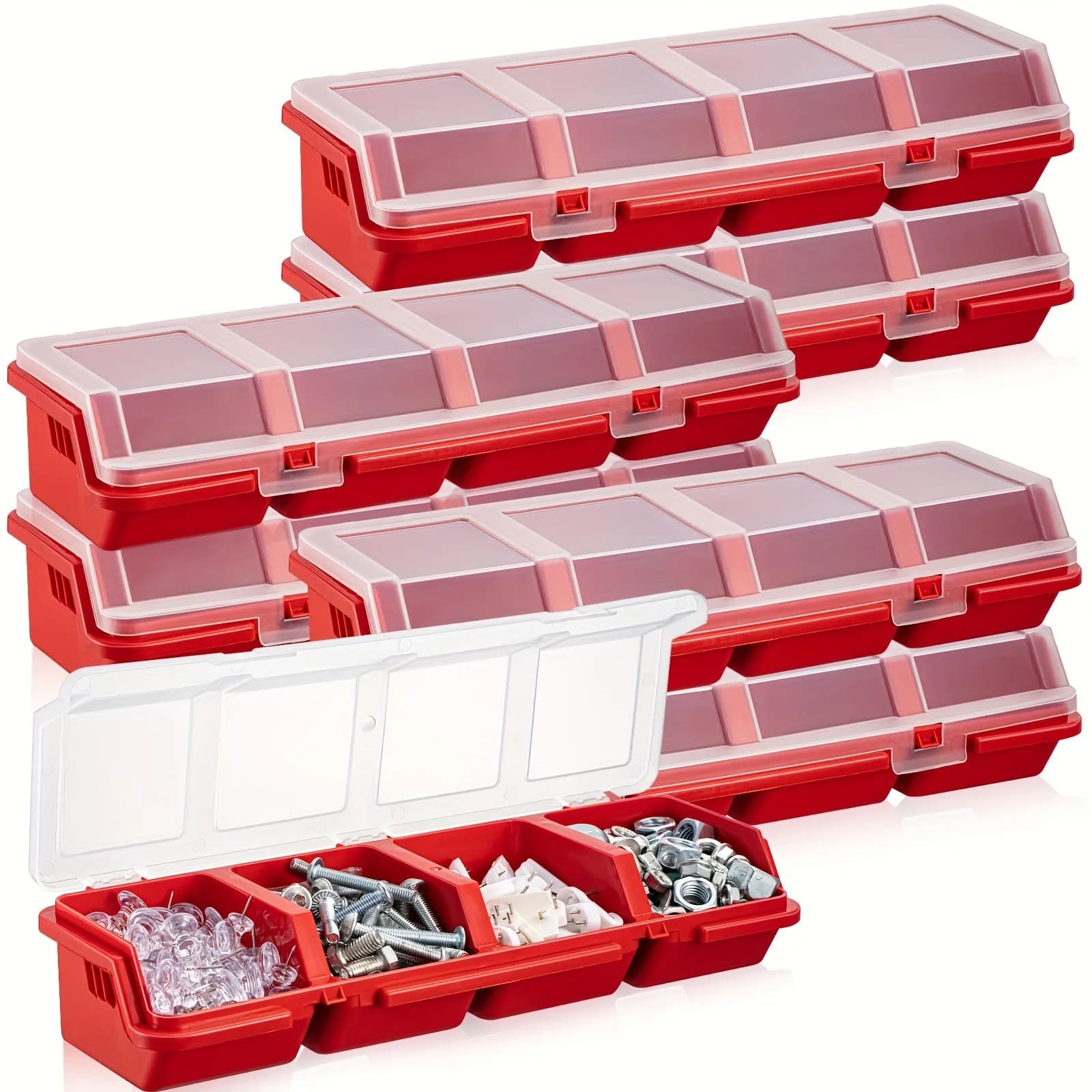 Parts screw storage box, storage box, miscellaneous box, transparent tipping bucket container, organizing storage box