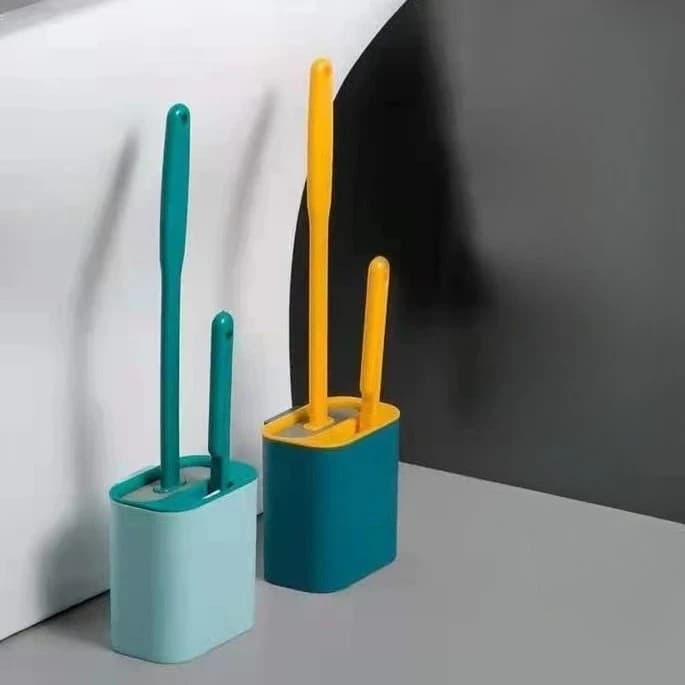 Toilet Brush Silicone No Punching Wall Mounted Multi-functional 2In1Cleaning Tools with Bracket Bathroom Toilet Set Accessories