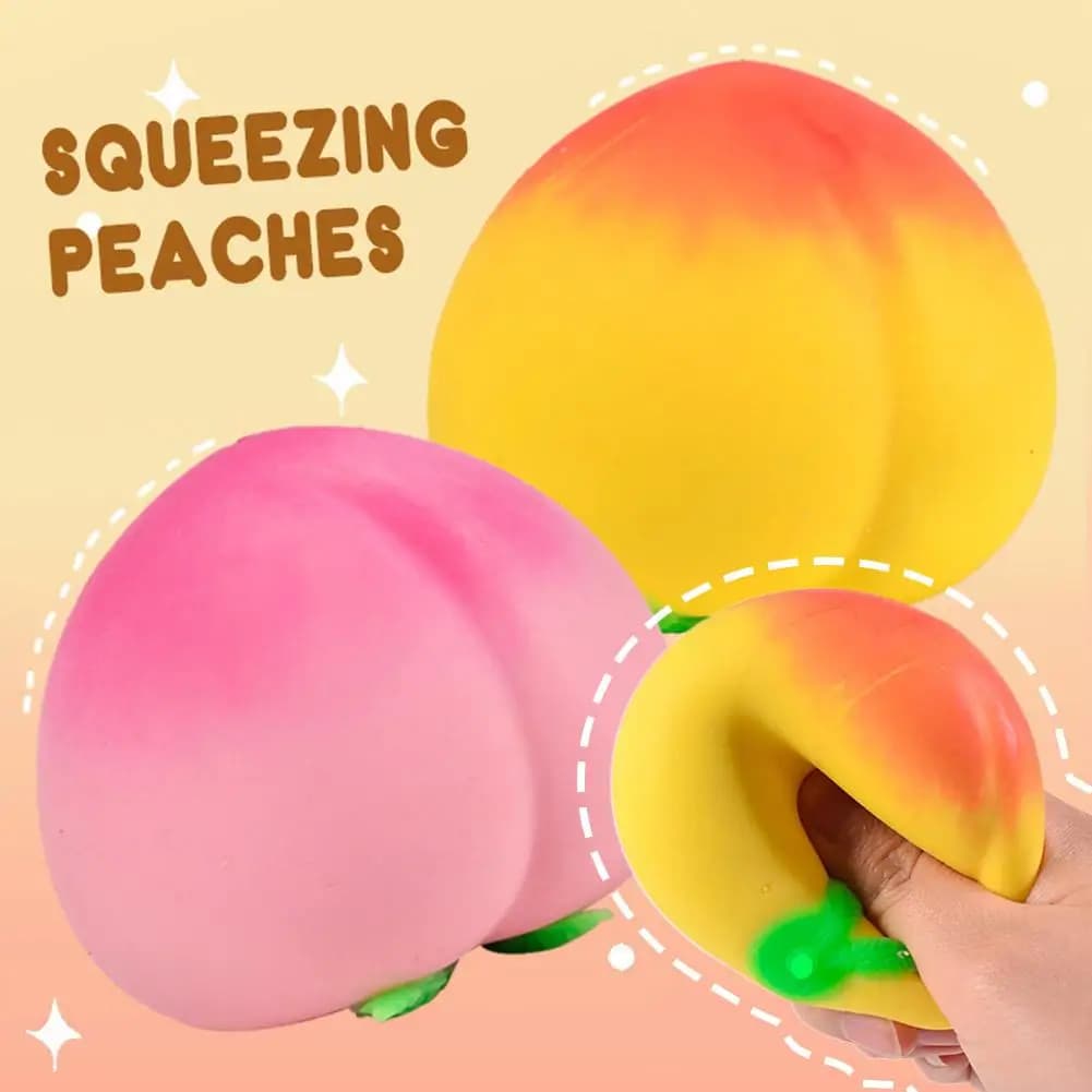 Giocattolo Realistico a Forma di Pesca Morbido in Silicone Antistress con Suono, Giocattolo Sensoriale Antistress per Bambini e Adulti