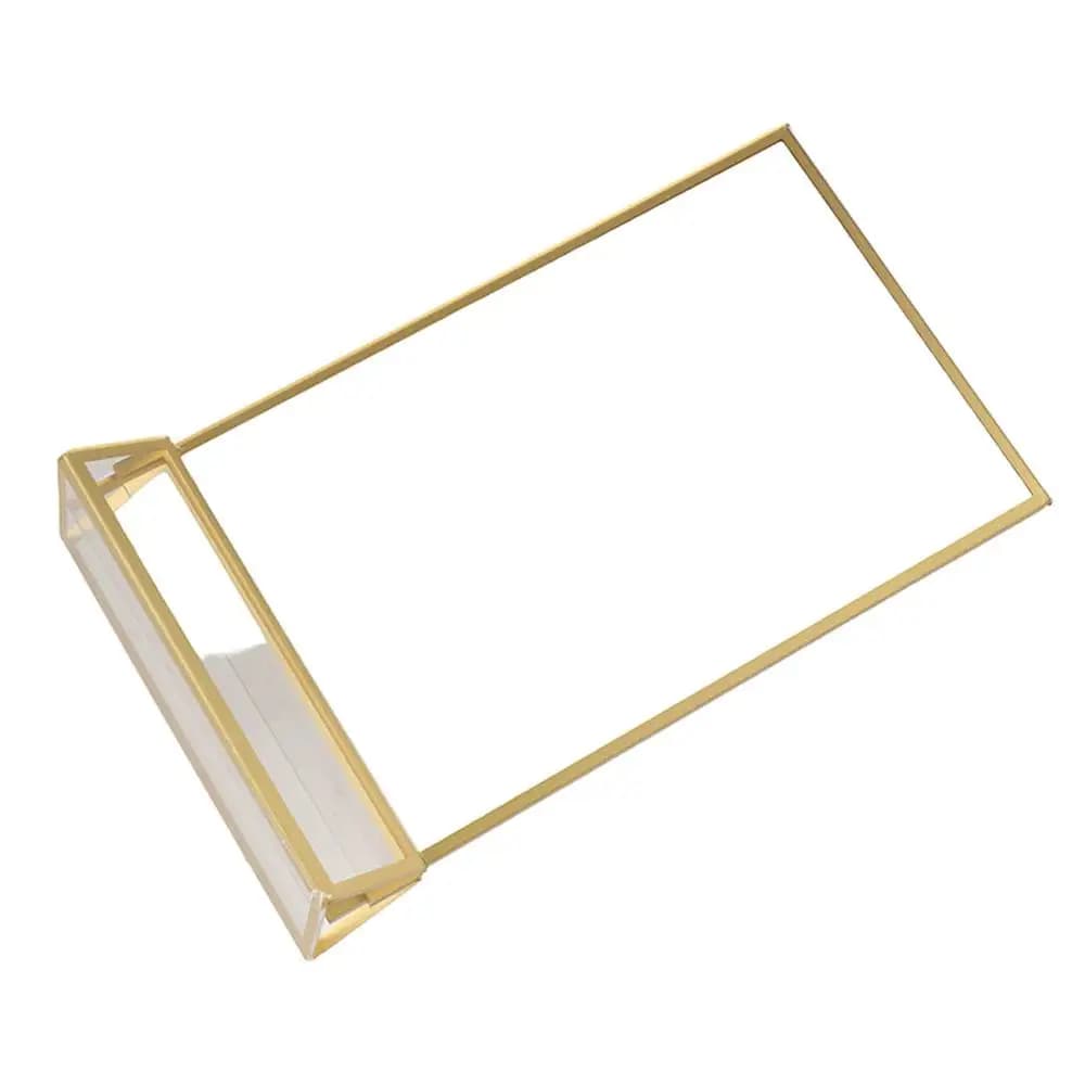 Porta Cartelli in Acrilico Trasparente Dorato, Elegante Cornice per Foto da Tavolo Fai-da-Te con Base, Resistente Porta Etichette
