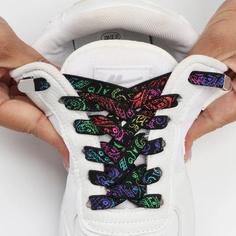Lacci elastici con fiori di anacardi Sneakers Bambini Adulti 8MM Lacci piatti senza lacci AF1/AJ No Tie Lacci Scarpe sportive Accessori