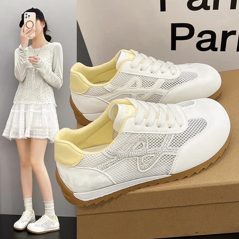 Nuove Sneakers da Donna 2026 in Rete Traspirante con Strass, Scarpe Basse Casual Comode e Leggere con Lacci