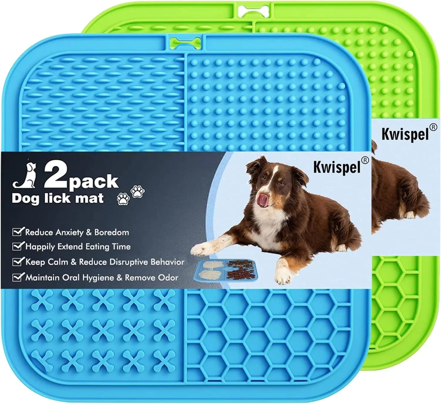 Tappetino per cani anti-ansia, 2 pezzi con ventose, mangiatoia lenta per bagno e addestramento