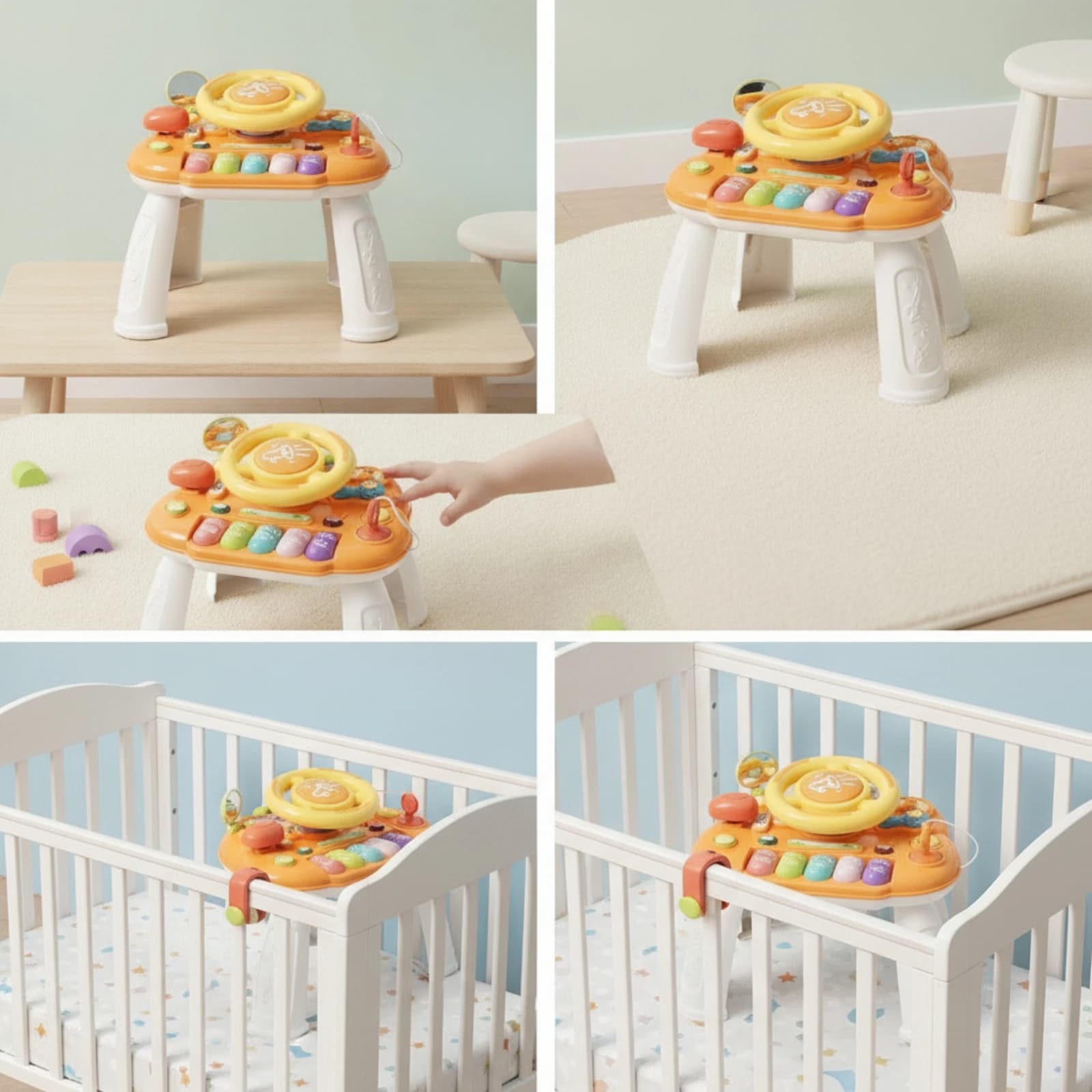 Pretend Driving Toy Table Educational Steering Wheel Toy with Legs Toddler Activity Center Sensory for Toddlers, Playroom