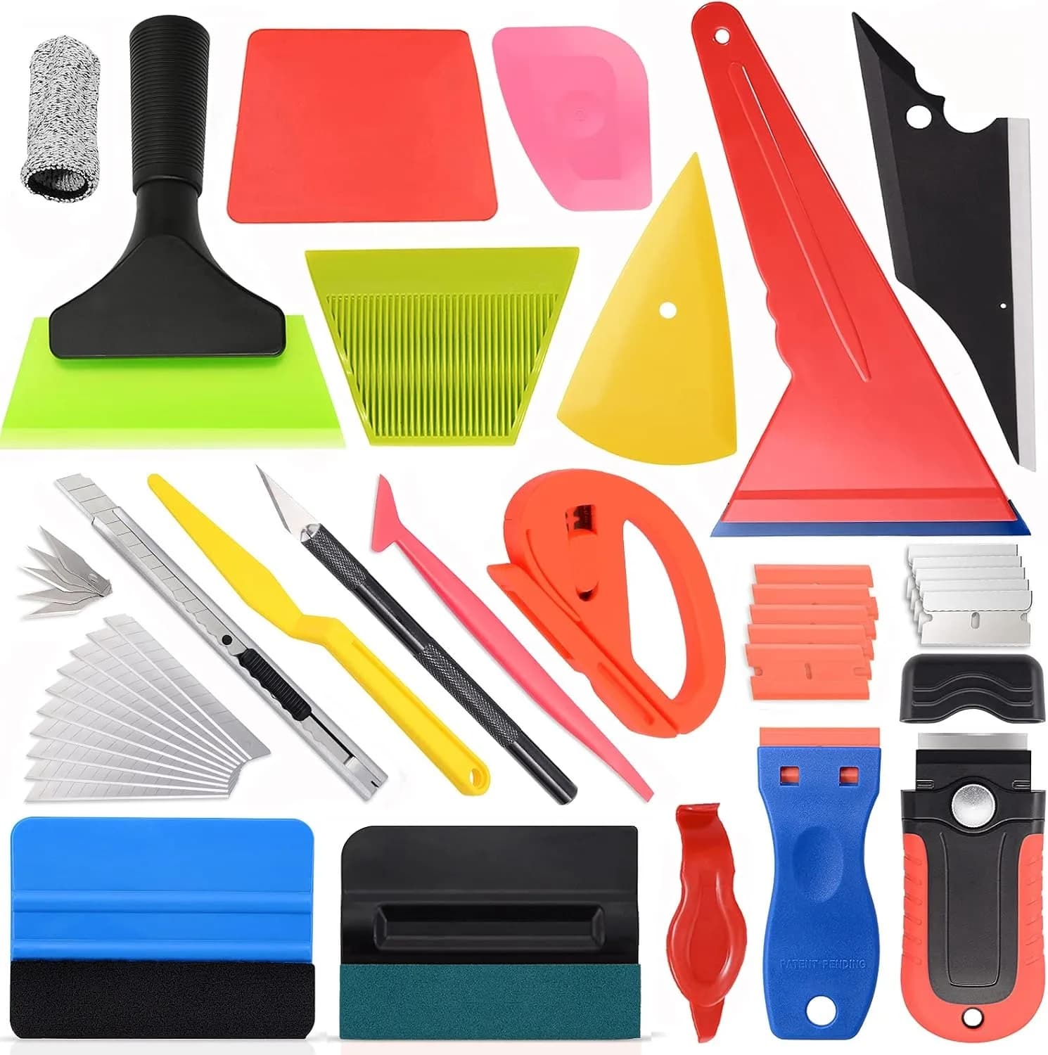 Window Tint Tools Vinyl Wrap Tool Kit Corner Shower Shank Card Felt Squeegee Razor Scraper Vinyl Wrap Knife Cutter Glass Tinting