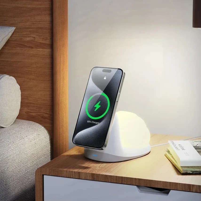 2 In 1 Magnetic Wireless Charger Desktop Phone Snail Charge Night Light For Magsafe iPhone 17 16 15 14 13 Pro Max Fast Charging