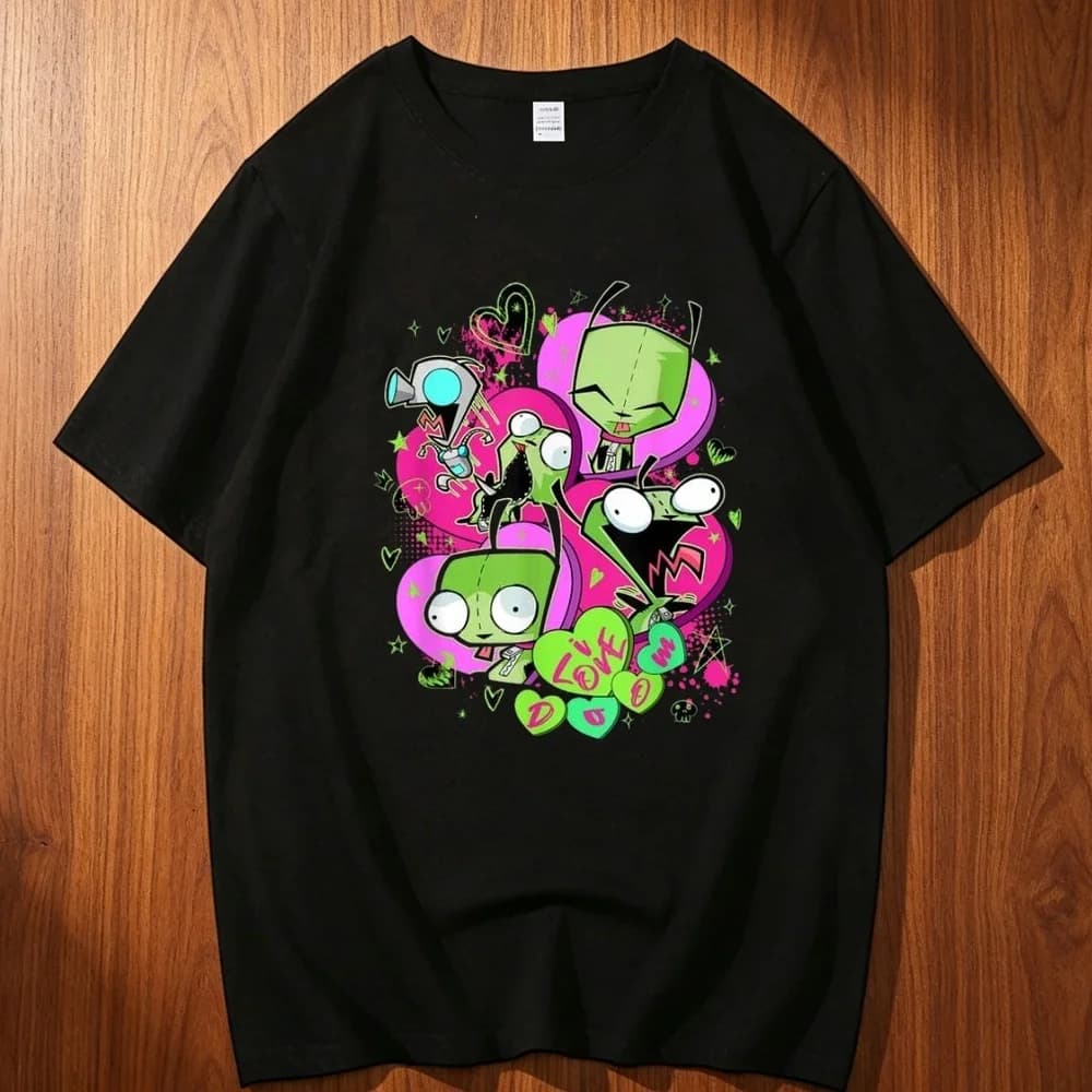 Invader Zim cotton t-shirt men Vintage Comfortable kawaii Breathable 80s t shirt anime Retro Pop Culture 2000s Grunge