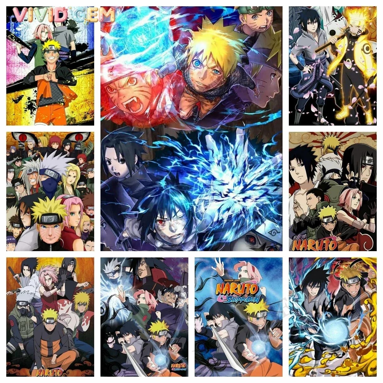 VIVID GEM Naruto Shippuden 2025 New Diamond Painting Mosaic Cartoon Art Cross Stitch Embroidery Rhinestones Home Decor Childr