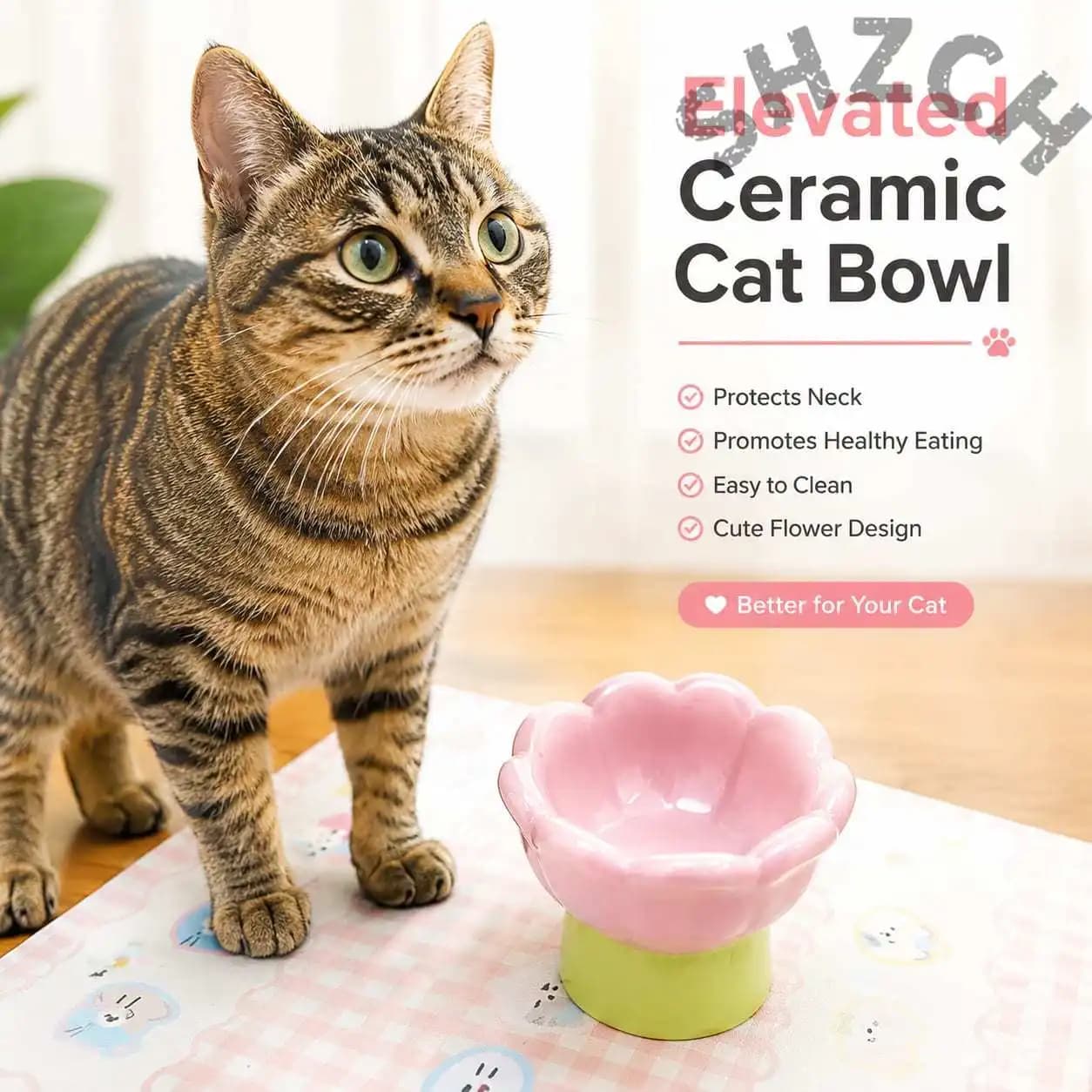 New Viral High Appearance Ceramic Pet Bowl New Style Tulip Elevated Water Food Bowl For Cat And Dog