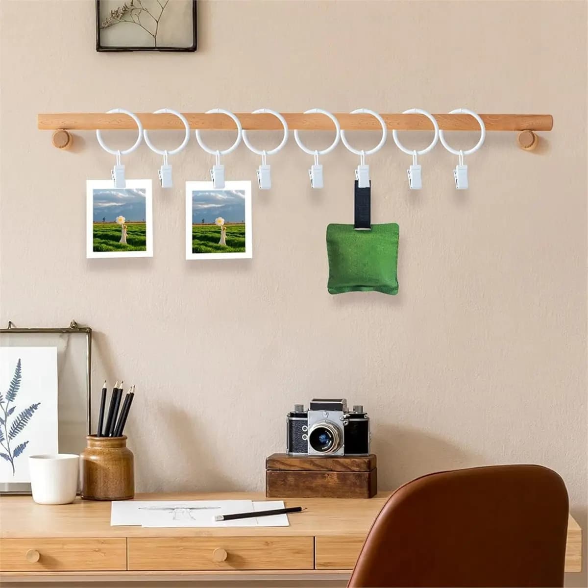 COFA 20 PCS Metal Curtain Clips, 1.2" in Interior White Curtain Rings, Ring Clips to Hang Curtains