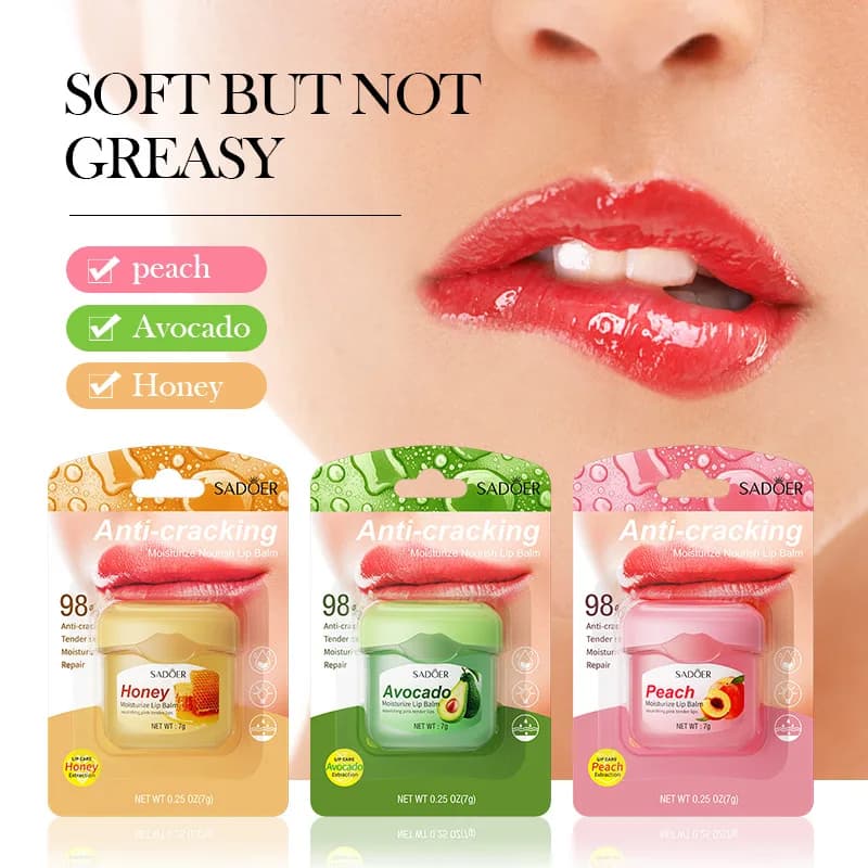 Set di Balsami Labbra alla Frutta SADOER, Idratante e Volumizzante, Crema Labbra Anti-Rughe Nutriente per Labbra Secche, Aromi Naturali alla Frutta