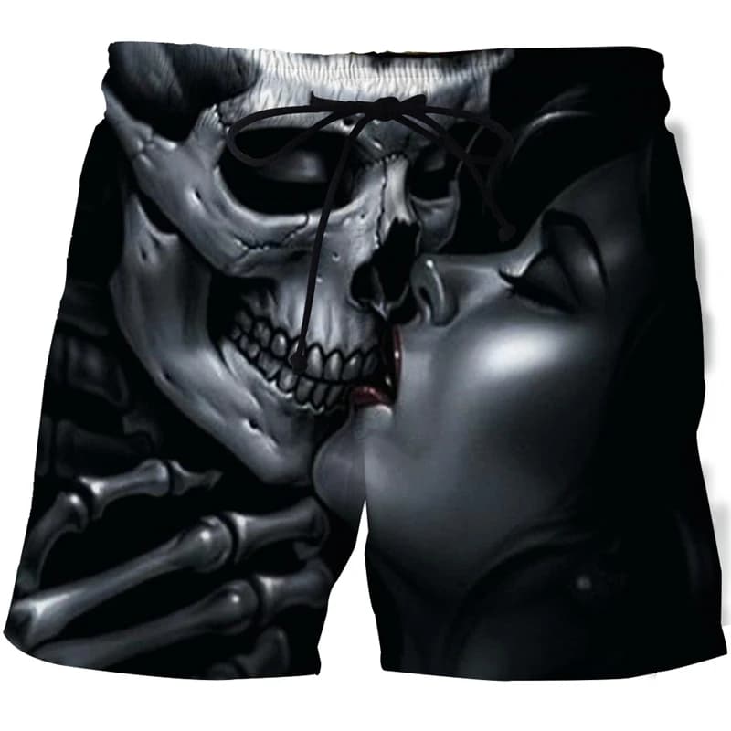 Pantaloncini da spiaggia con stampa 3D teschio da uomo nuovi pantaloncini sportivi Casual da uomo con grafica pantaloncini da surf estivi pantaloncini comodi pantaloni Hip Hop