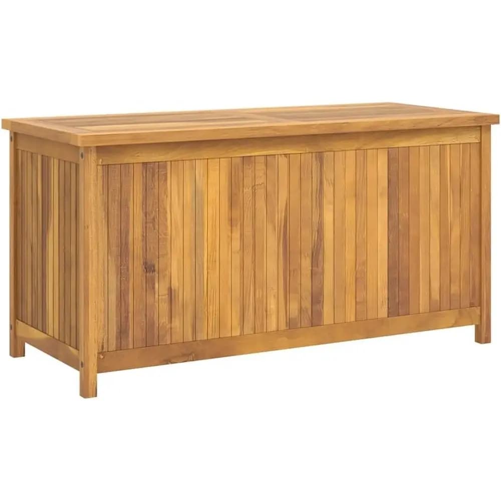 Cassetta portaoggetti da giardino in legno di teak rustico, organizer da esterno con ampio spazio per attrezzi e cuscini, resistente alle intemperie, in legno massello.