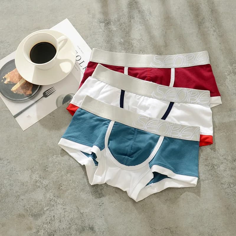 SEOBEAN sports cotton boxers men's underwear personality hipster low waist U convex boyshort sexy for young boys