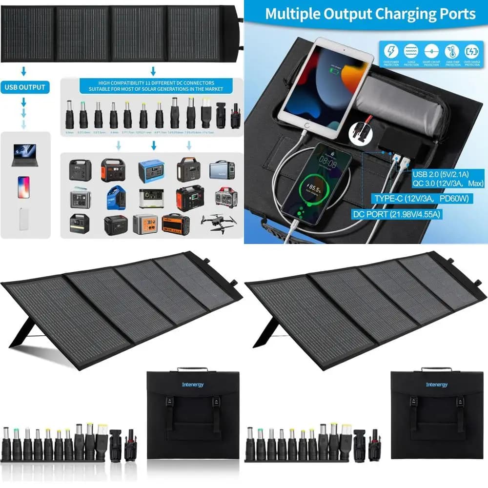 100W 12V Foldable Solar Panel for Laptop, Laptop and Smartphone Use with USB 5V and DC 18V Outputs