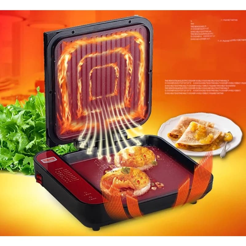 Padella elettrica multifunzione intensificata e potenziata, con riscaldamento su entrambi i lati, per uso domestico, anche per pancake.