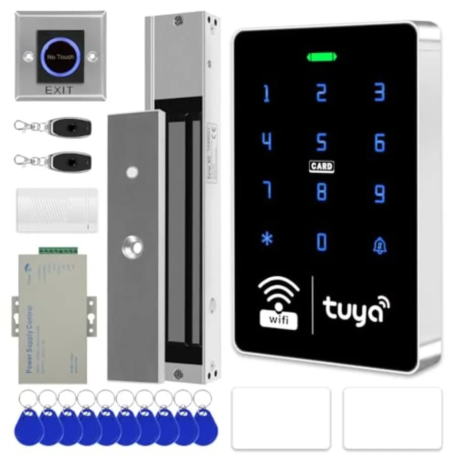 WiFi TUYA Security Access System Kit for outdoor use: waterproof RFID touch keypad door lock, smart remote opener, app control,