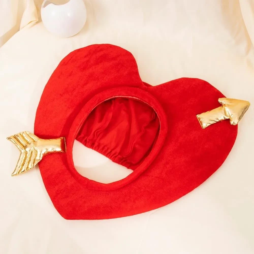 Kids Toys Gifts Red Heart Shaped Hat Creative Warm Cupid's Arrow Hat Novelty Headgear Pullover Hat for Women Men