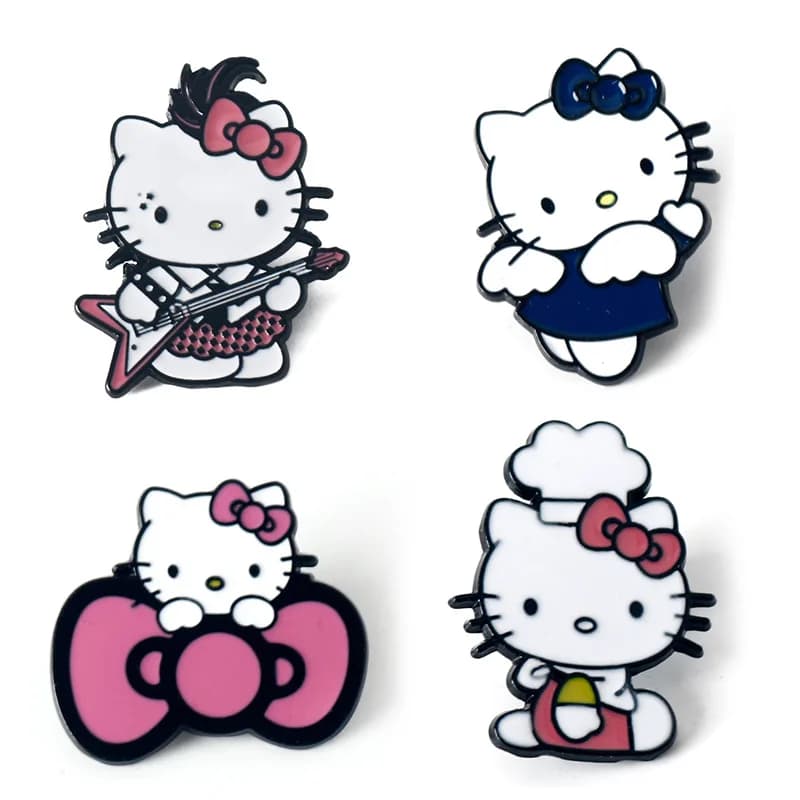 5 pezzi Anime Hello Kitty Cat Spilla smaltata Kawaii Sanrio Figura Moda donna Spilla Giacca Distintivo Accessorio