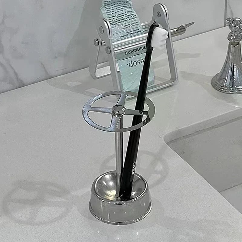 Stainless Steel Toothbrush Stand Toothpaste Holder Home Storage Organizer Kitchen Rack Bathroom Accessories Lazy Tube Squeezer