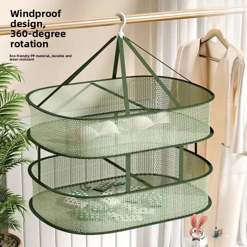 Anti-Wind Deformation Proof Flat Laying Plush Toy Drying Net Pocket Underwear Clothes Socks Dormitory Laundry Drying Basket