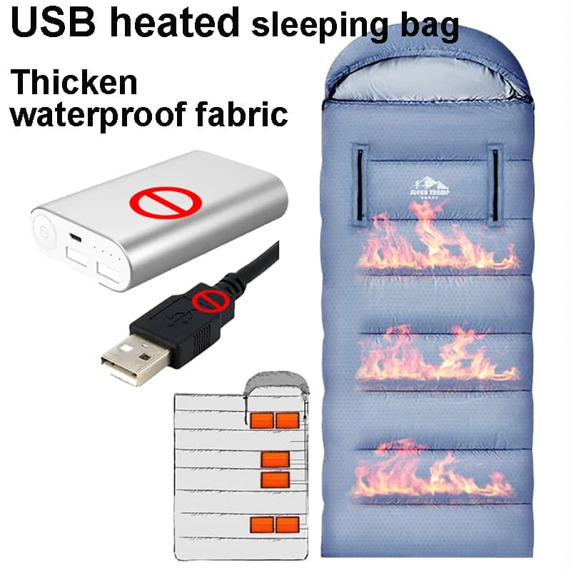 Bed and Breakfast in Pelo Heated USB Inspection for Camping and Hiking, Connection to Power Bank, Winter/Autunnal Pelo Bag, Camping Equipment for Survival to Open