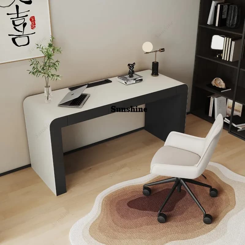 Scrivania moderna in pelle per computer, scrivania da gaming, tavolo pieghevole, scrivanie per ufficio e studio, scrivanie Motion Room, mobili per ufficio TJ